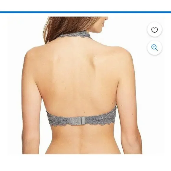 Free People Womens Gray Galloon Lace Halter Bra size medium - Picture 2 of 6